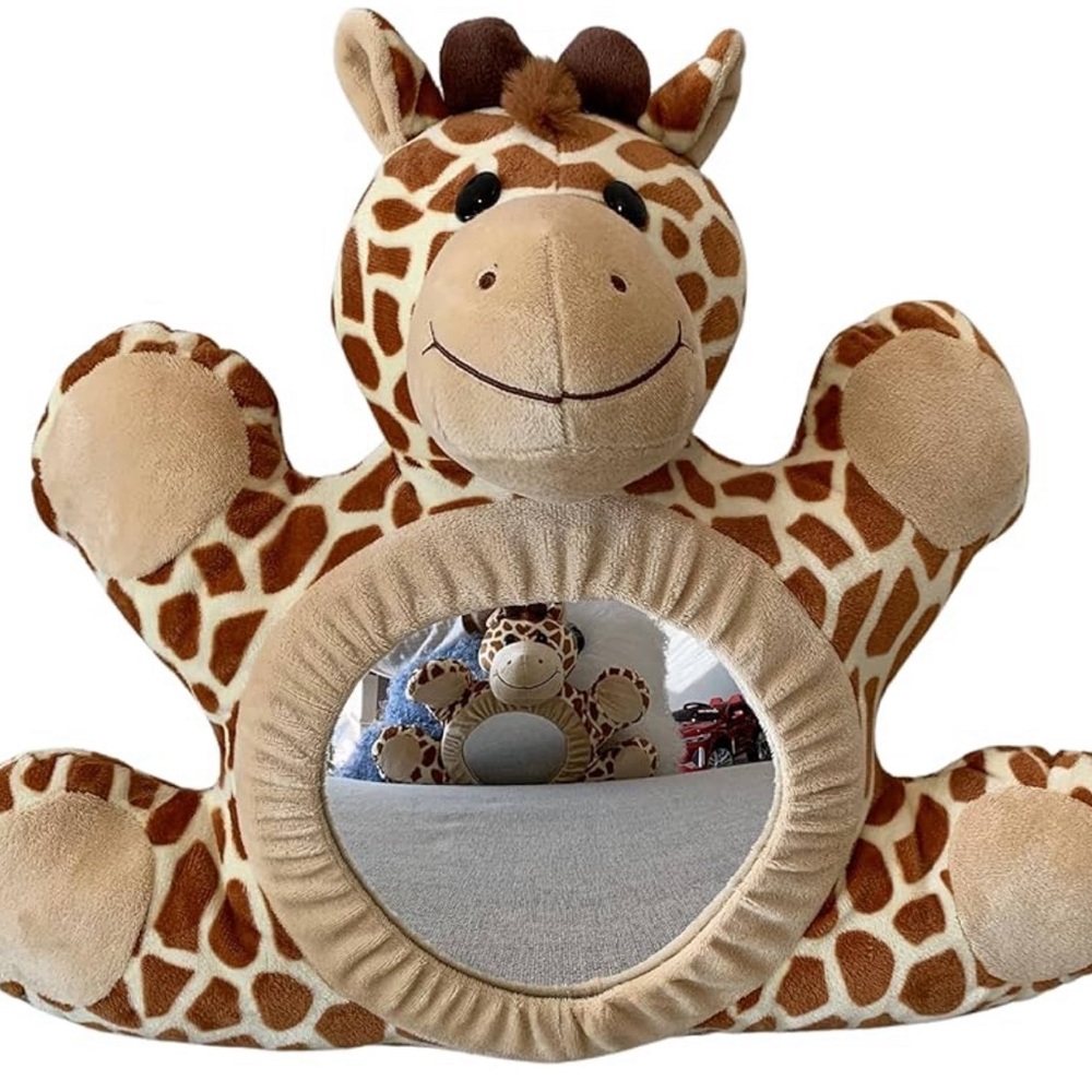 Giraffe Plush Toy with Mirror - Brown